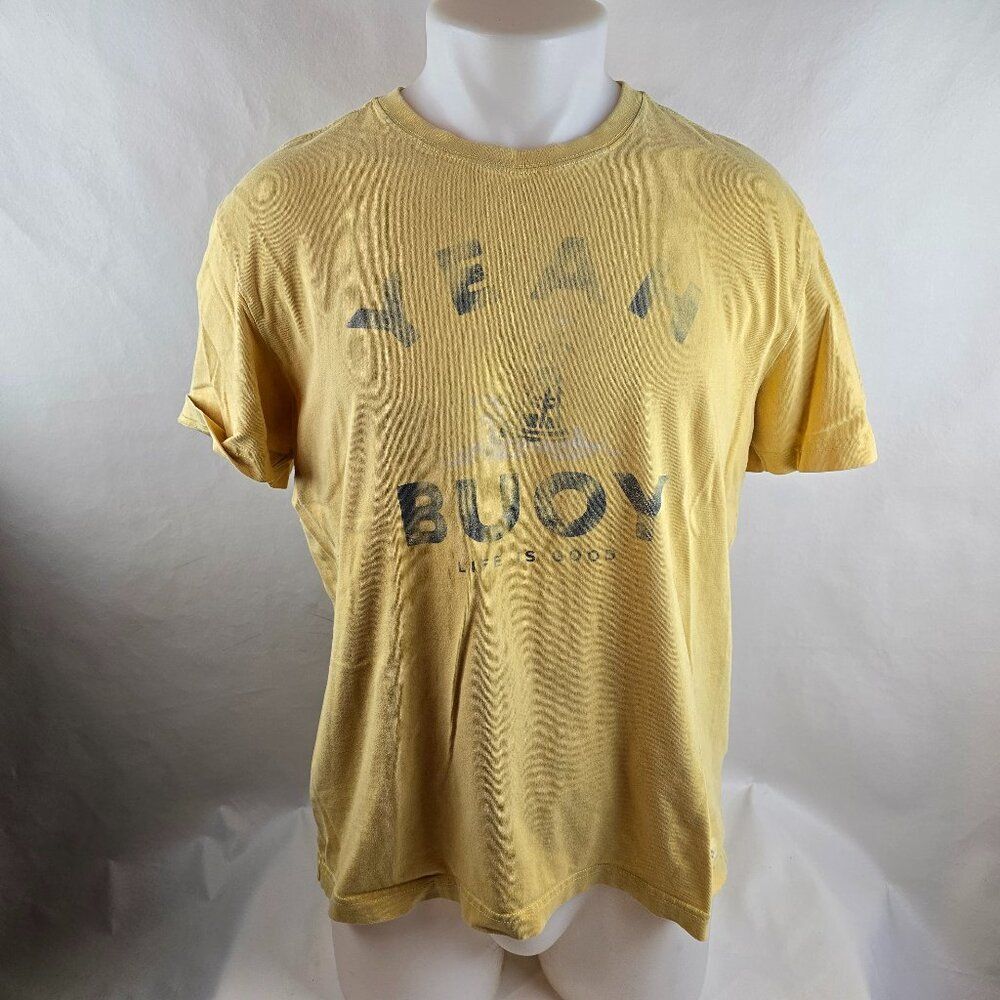 Life is Good Shirt Mens Medium Yellow Crusher Tee Yeah Buoy Outdoors Swim Boat
